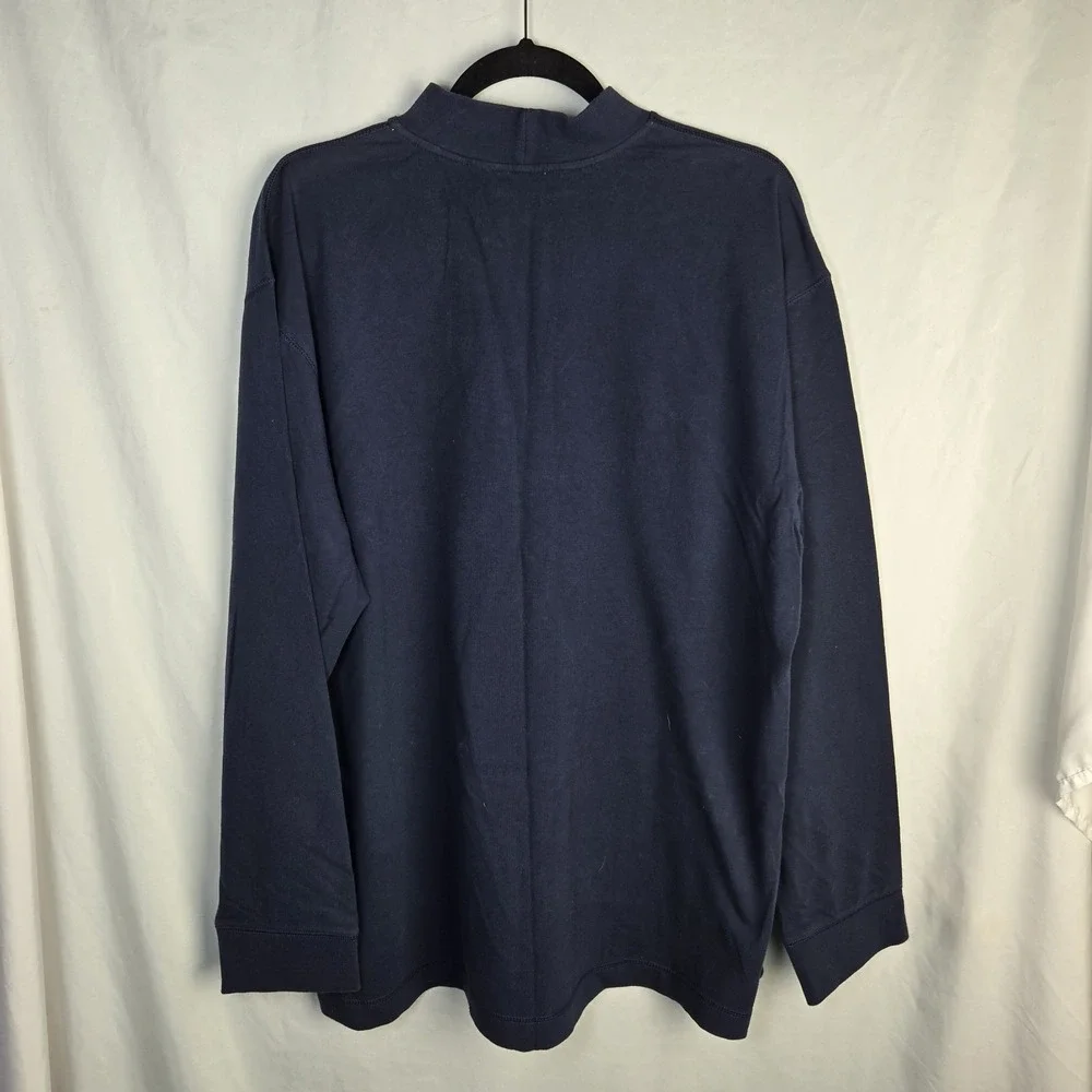 Nike Vintage Y2K Mock Neck Shirt Mens Large Navy Swoosh Logo Long Sleeve Sports
